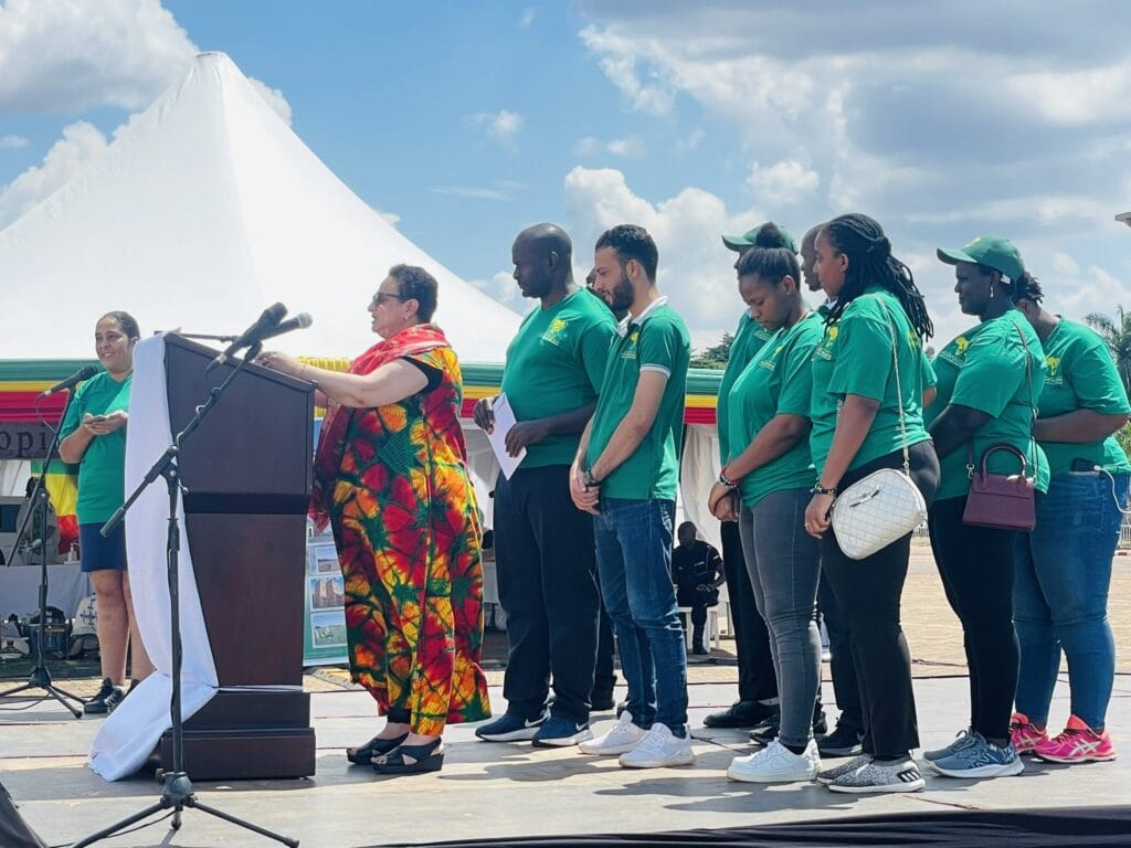 The AAYC Secretariat during the 60th anniversary celebrations for African Unity (AU) at Kololo Independence Grounds in 2024